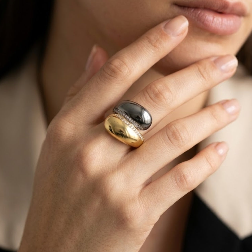 H&Co Anillo Ajustable Para Damas Dualia