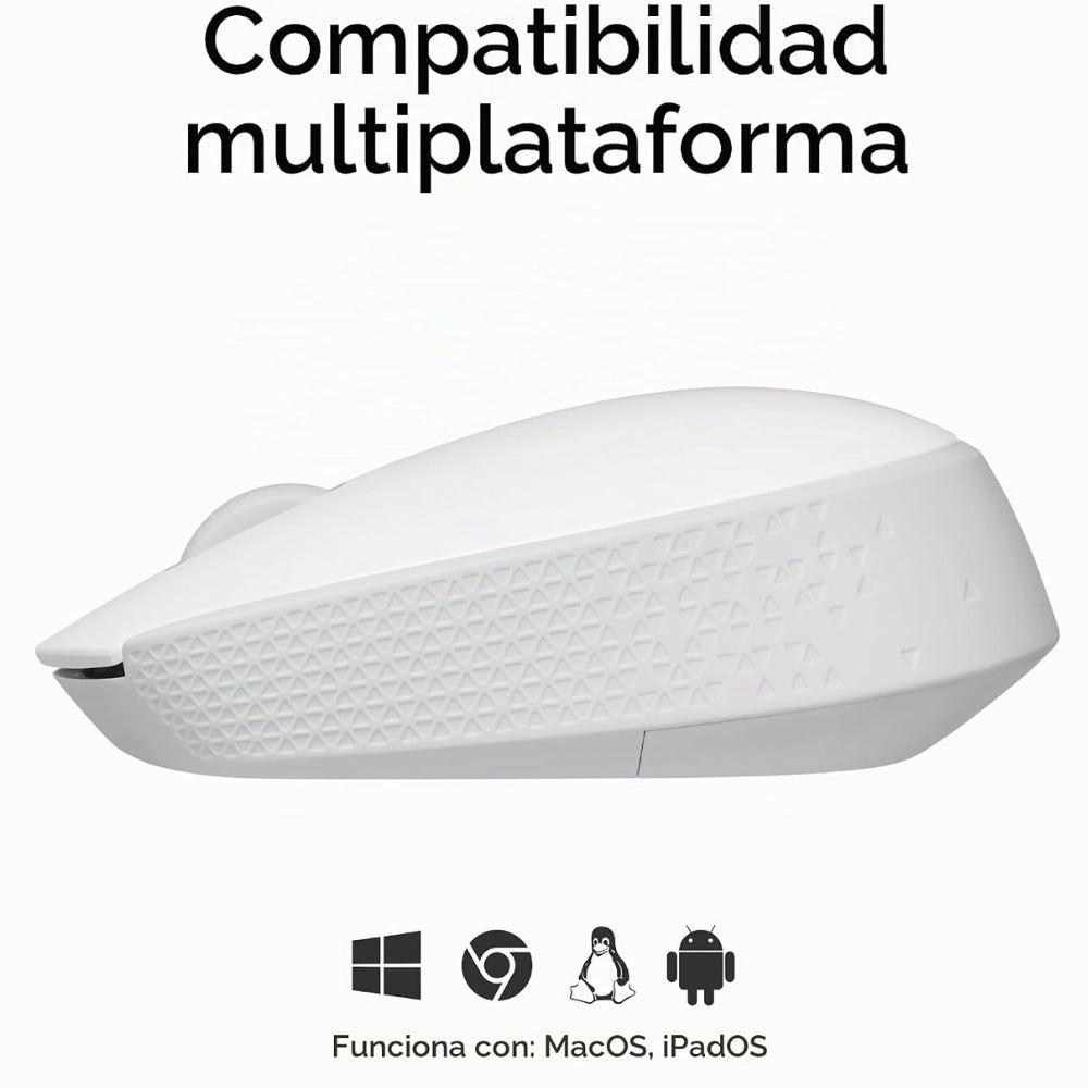 Logitech Mouse Inalámbrico M170 2.4 GHz Compacto y Ambidiestro Color Blanco Crema