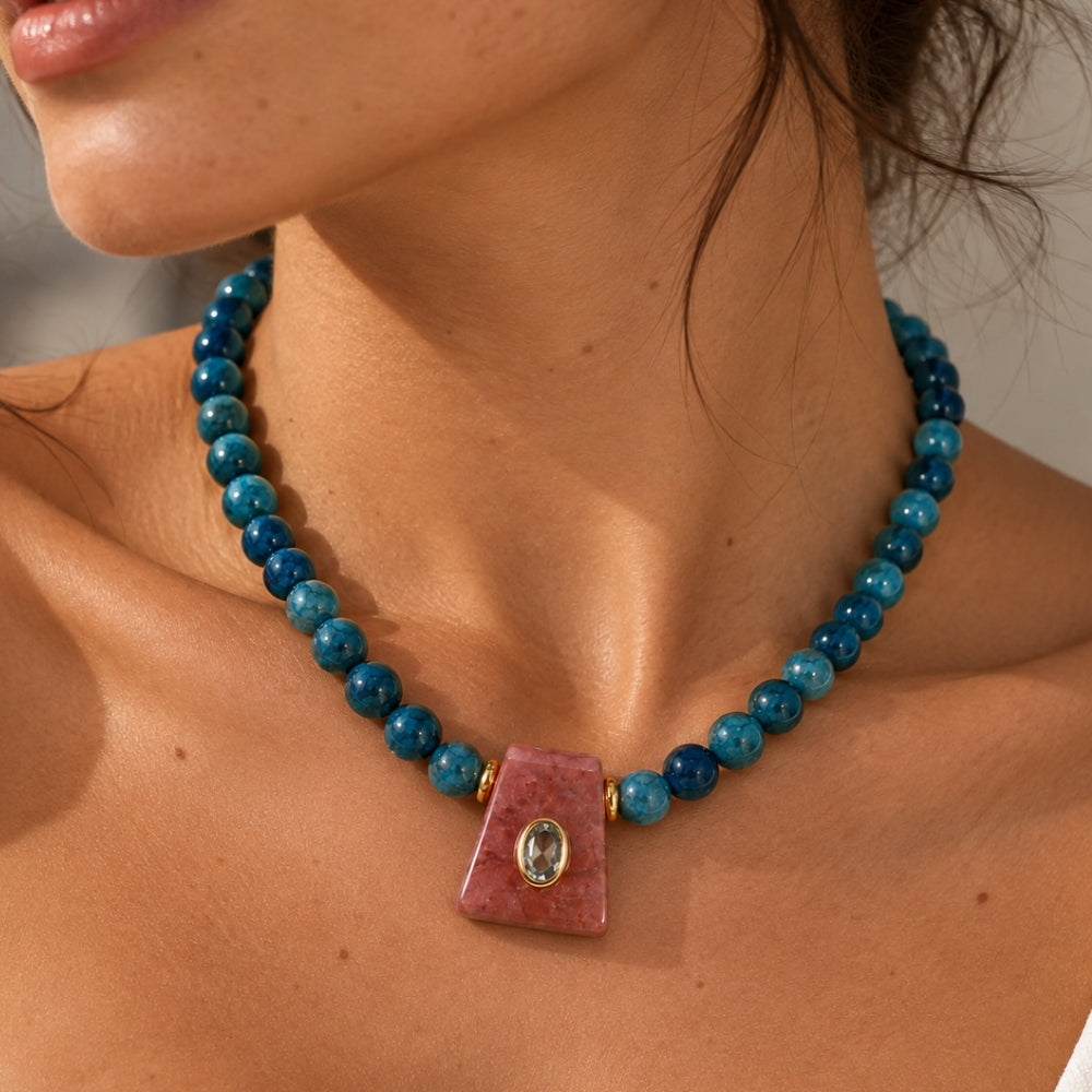 H&Co Collar Ajustable Para Damas Kans Cuarzo Rosado