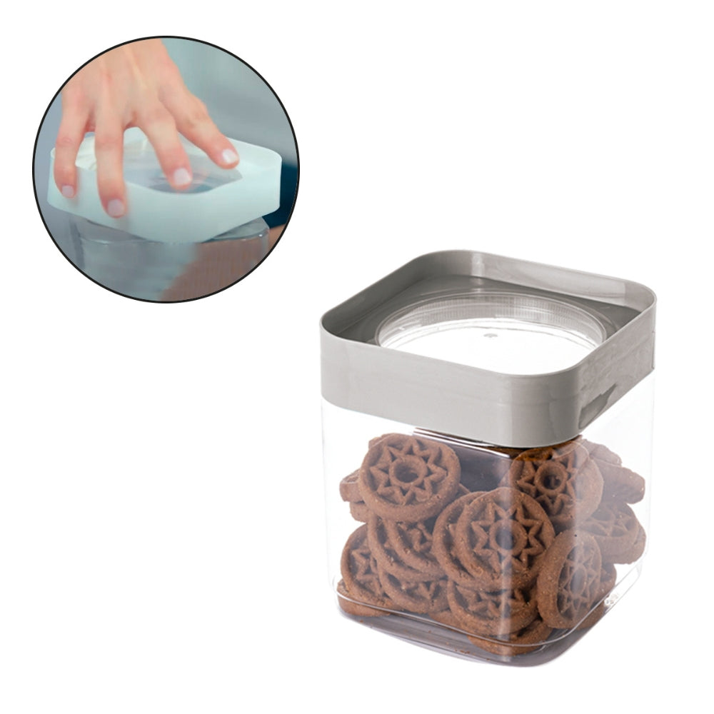 Alfa Hogar Recipiente Hermético Cuadrado Color Gris 1.28Lt.