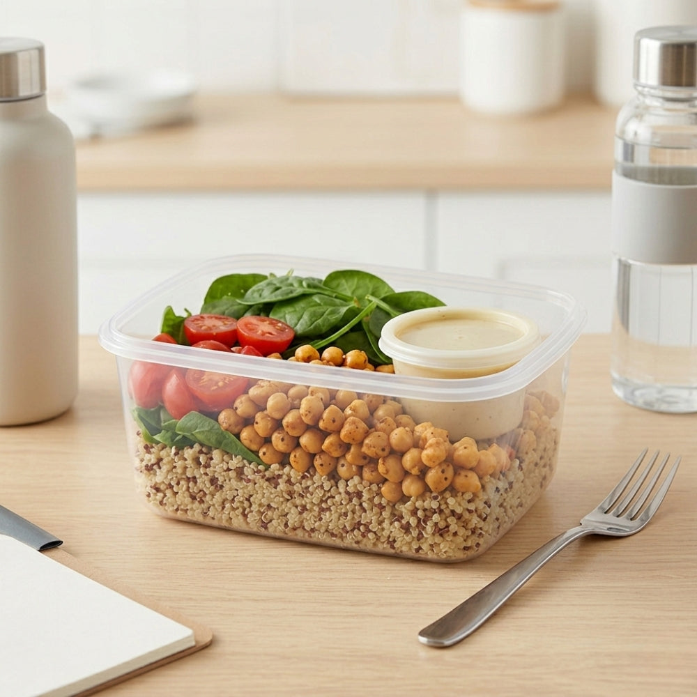 Alfa Hogar Conservador de Alimentos Rectangular con Tapa Gris 550ml