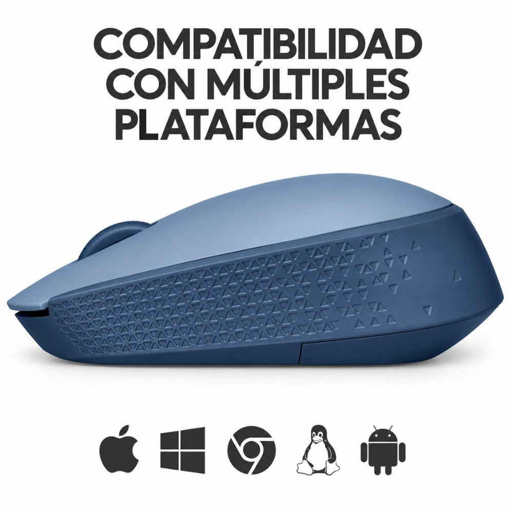 Logitech Mouse Inalámbrico M170 2.4 GHz Compacto y Ambidiestro Color Gris Azulado
