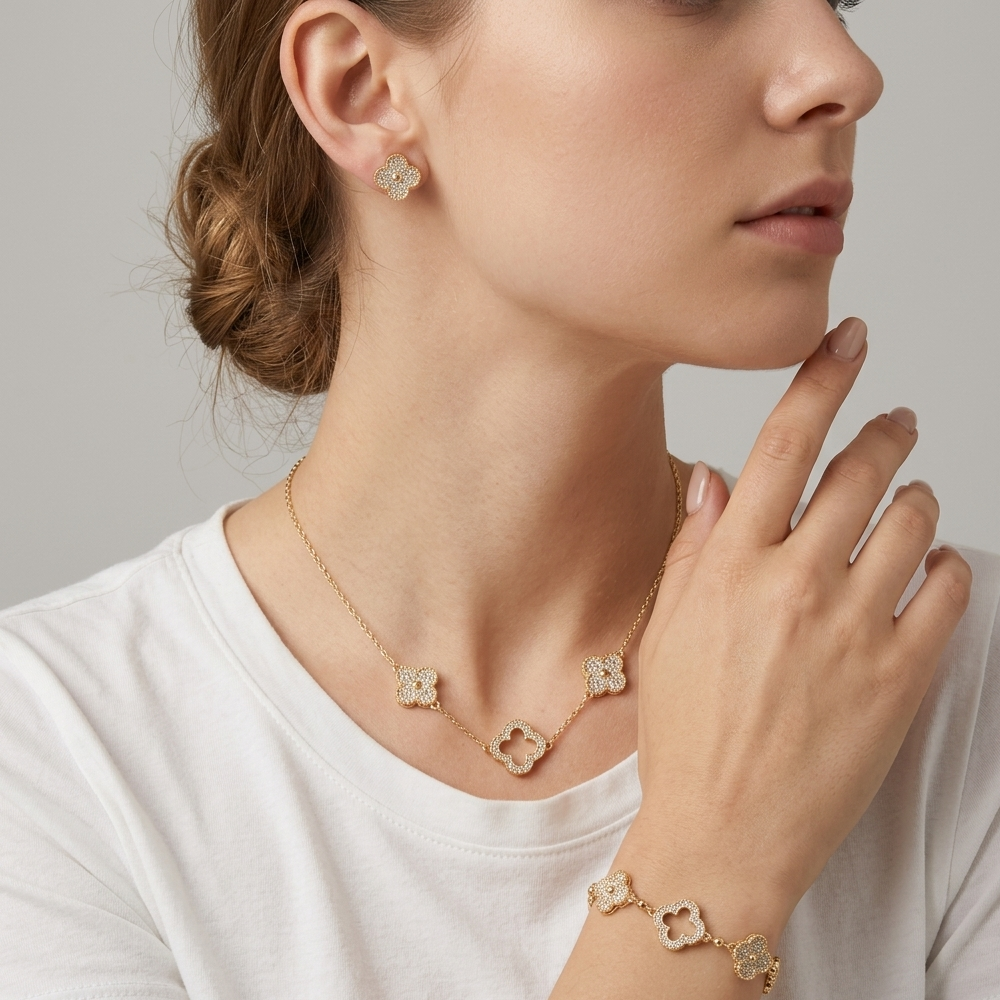 Nicole Miller Set De Accesorios Trebol Cuatro Hojas