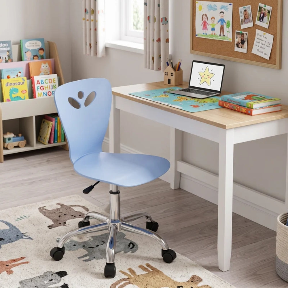 Silla Para Niños de Madera Azul con Ruedas