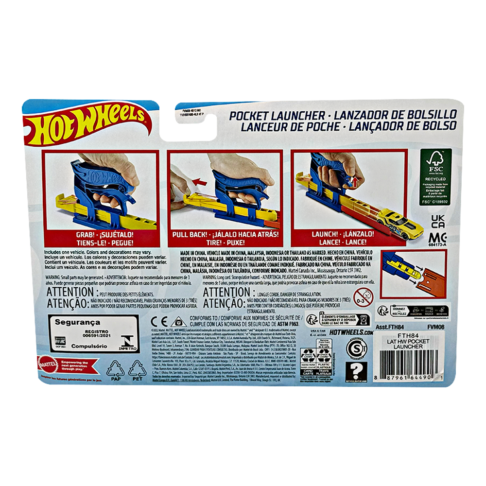 Mattel Hot Wheels Pocket Launcher & Car Azul