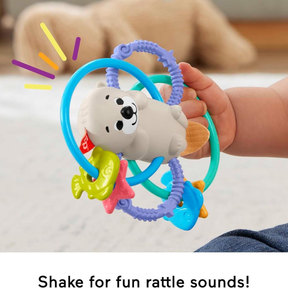 Fisher Price Baby Mordedera Nutria Gira y Muerde con anillos flexibles para bebés 3m+