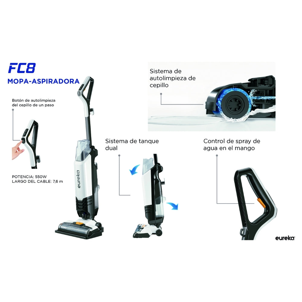 Eureka Aspiradora Mopeadora Alámbrica Vertical Liviana Fc8