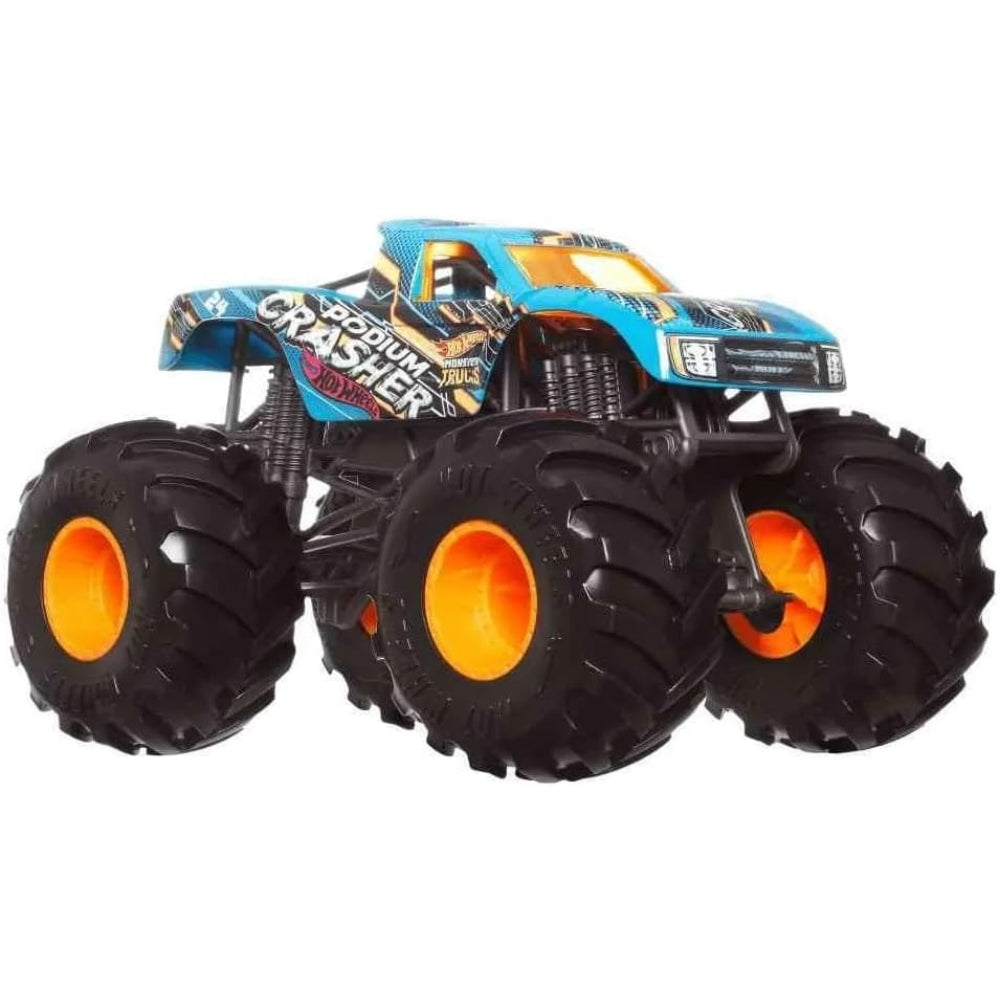 Hot Wheels Monster Trucks Oversized 1:24 Scale Metal Die-Cast Toy Truck (2024 Podium Crasher Blue)