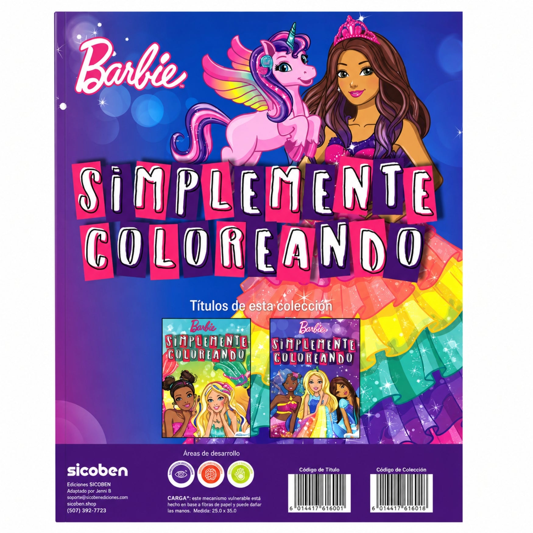 Sicoben Libro de Colorear Simplemente Coloreando Barbie Sirenas Morado