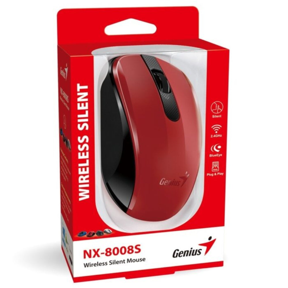 Genius Mouse Inalámbrico NX-8008S Silencioso 1200 DPI Color Rojo
