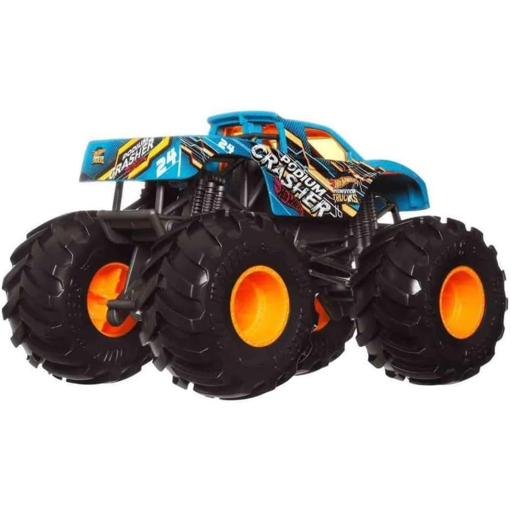 Hot Wheels Monster Trucks Oversized 1:24 Scale Metal Die-Cast Toy Truck (2024 Podium Crasher Blue)