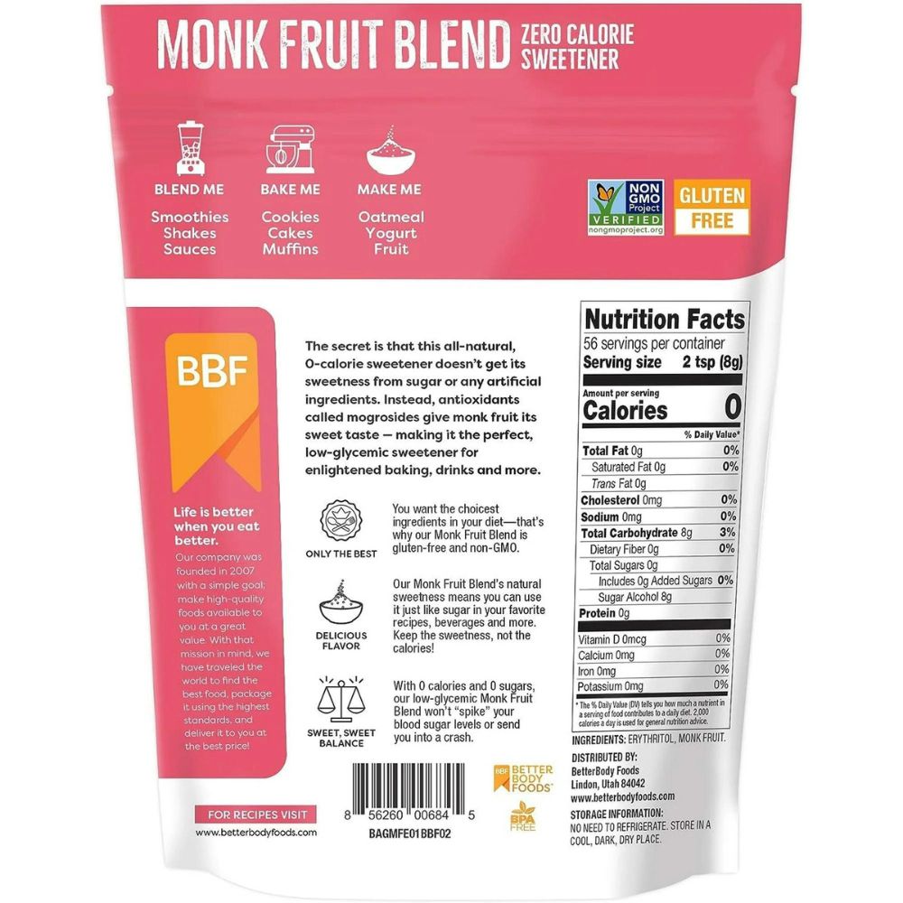 Better Body Foods Monk Fruit Blend 454g