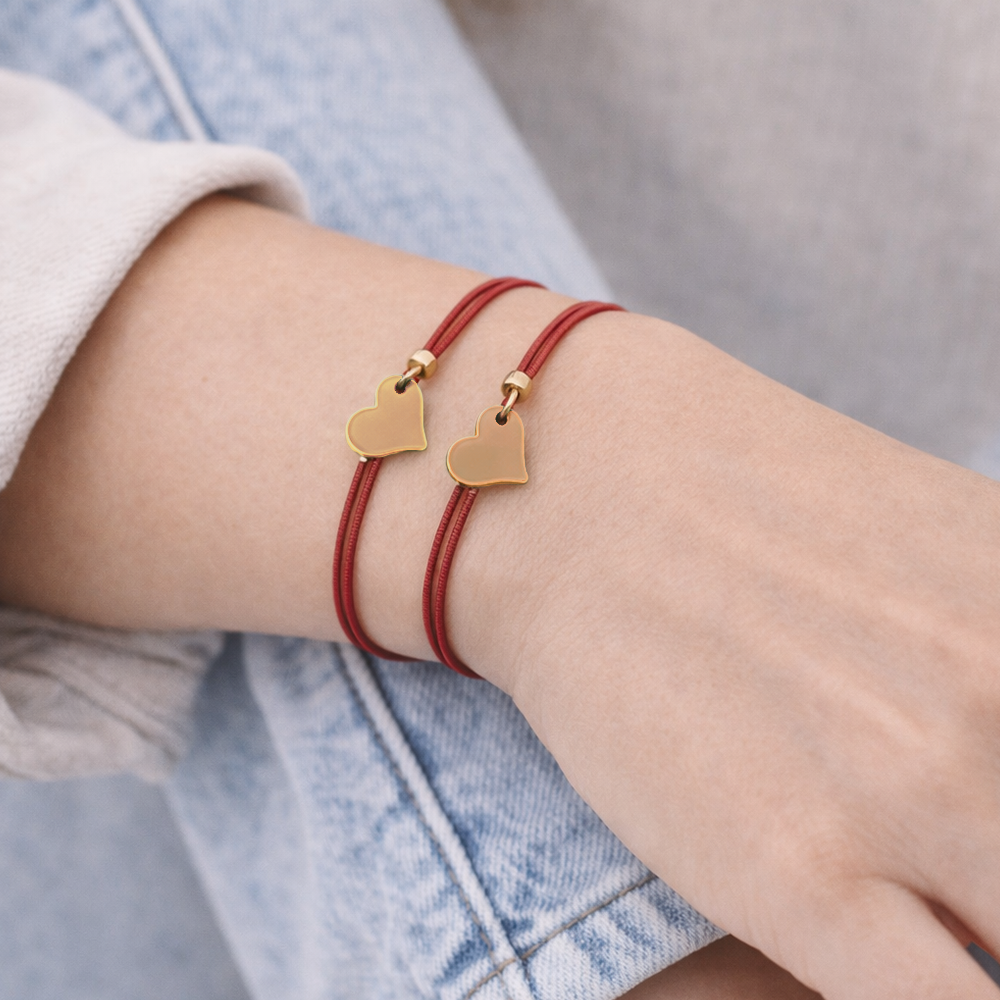 H&Co Duo De Pulseras Para Damas Color Golden Con Dije Corazón