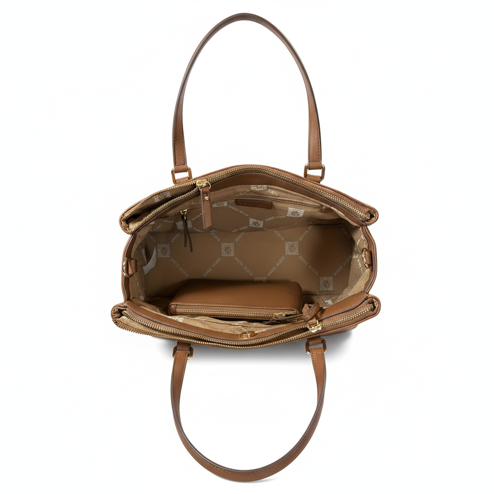 Anne Klein Cartera Chesnut Buckle Satchel With Pouch