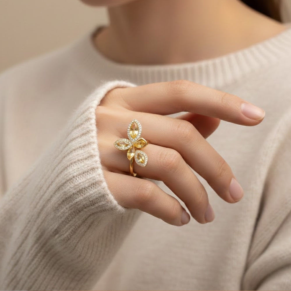 H&Co Anillo Ajustable Para Damas Mariposa De Sol