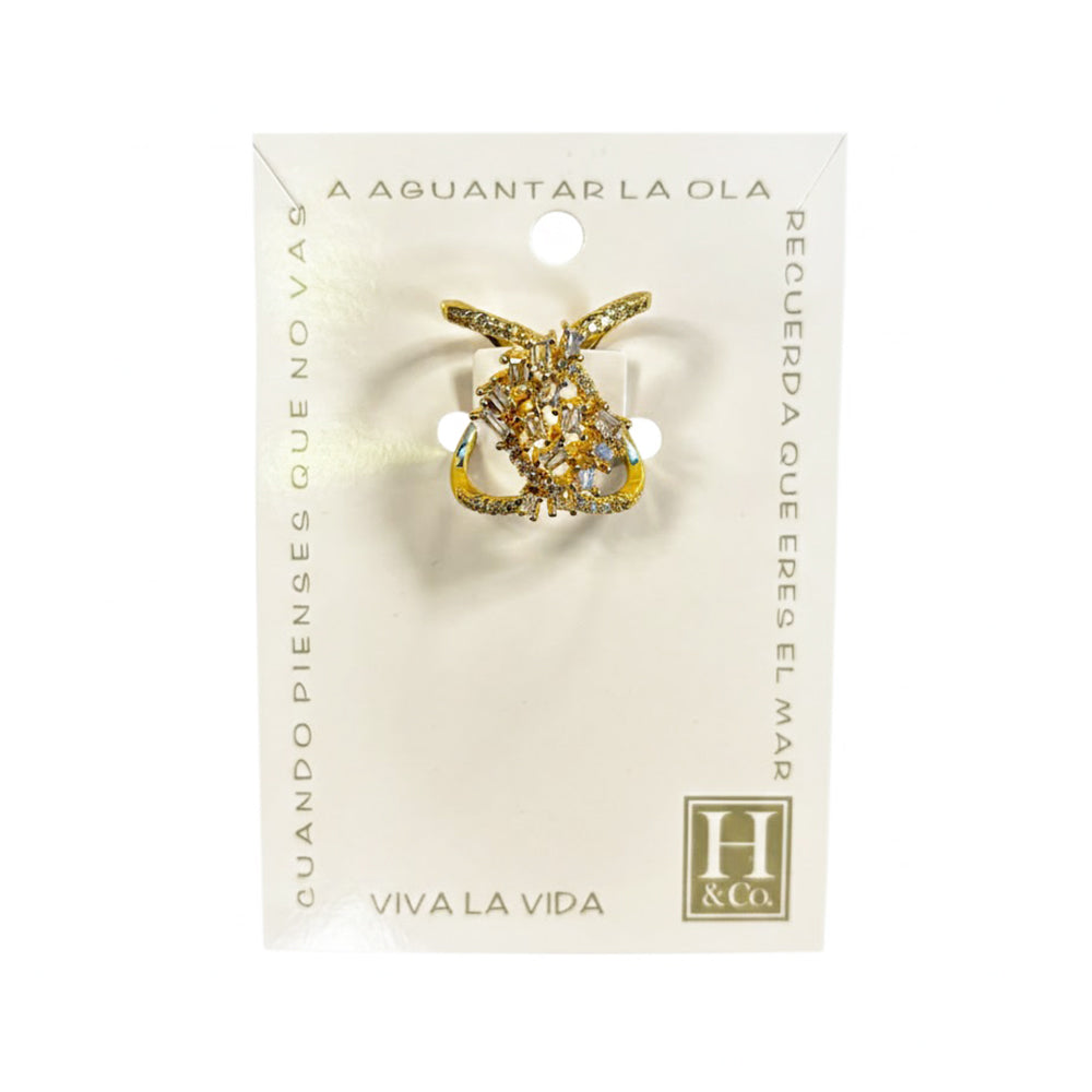 H&Co Anillo Ajustable Para Damas Espuma De Cristal