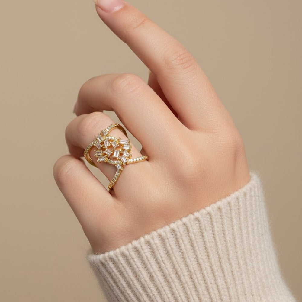 H&Co Anillo Ajustable Para Damas Espuma De Cristal