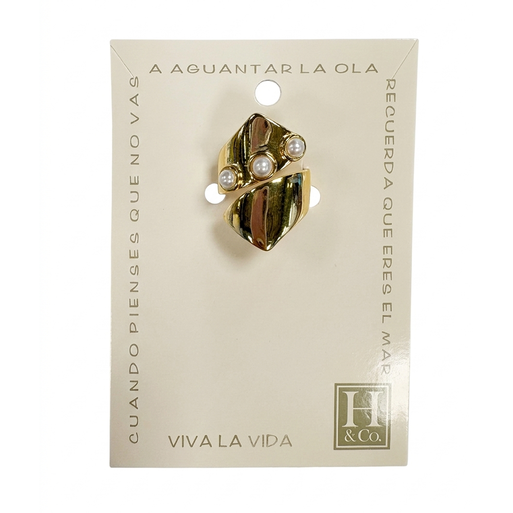 H&Co Anillo Ajustable Para Damas Perlas De Arrecife