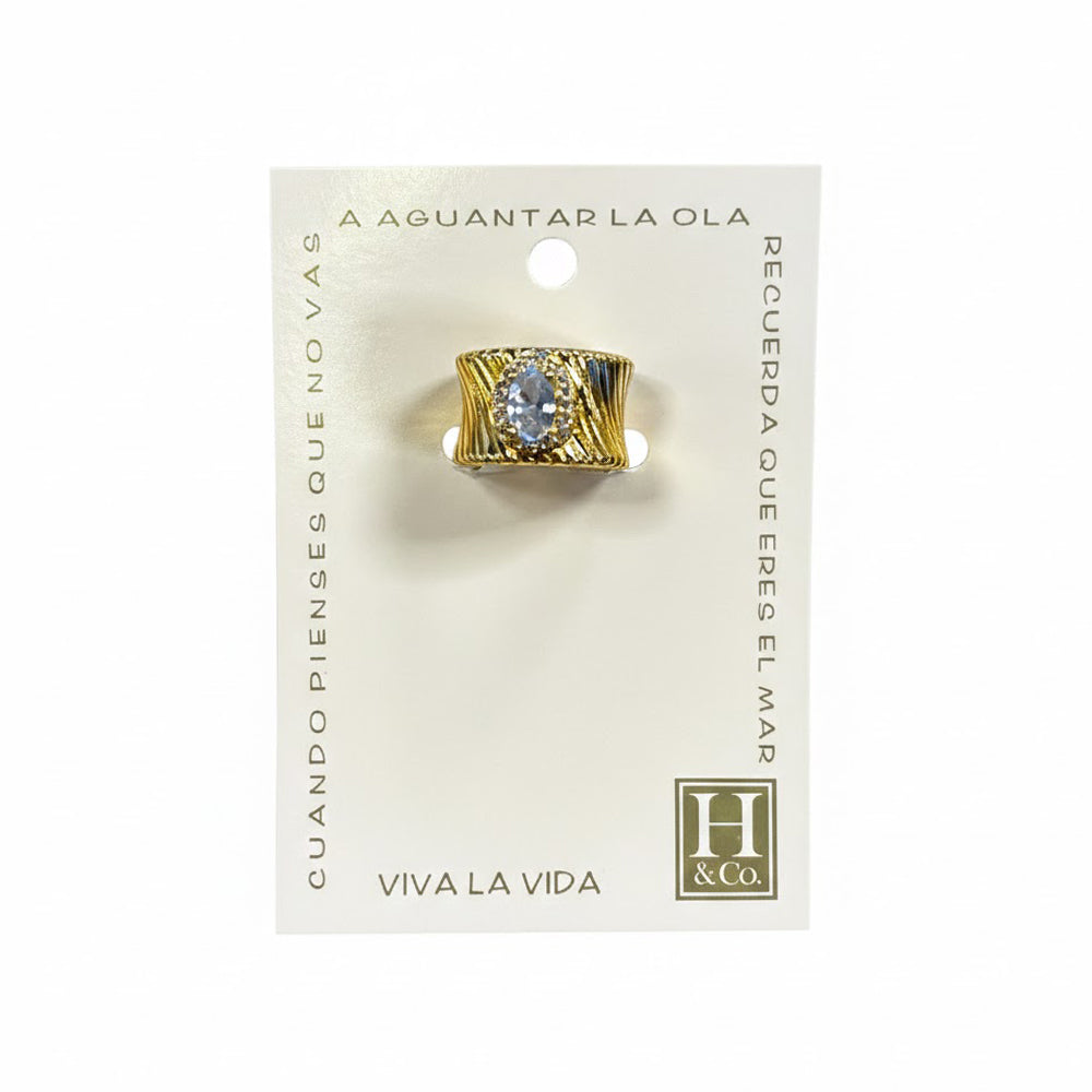 H&Co Anillo Ajustable Para Damas Corazón De Océano