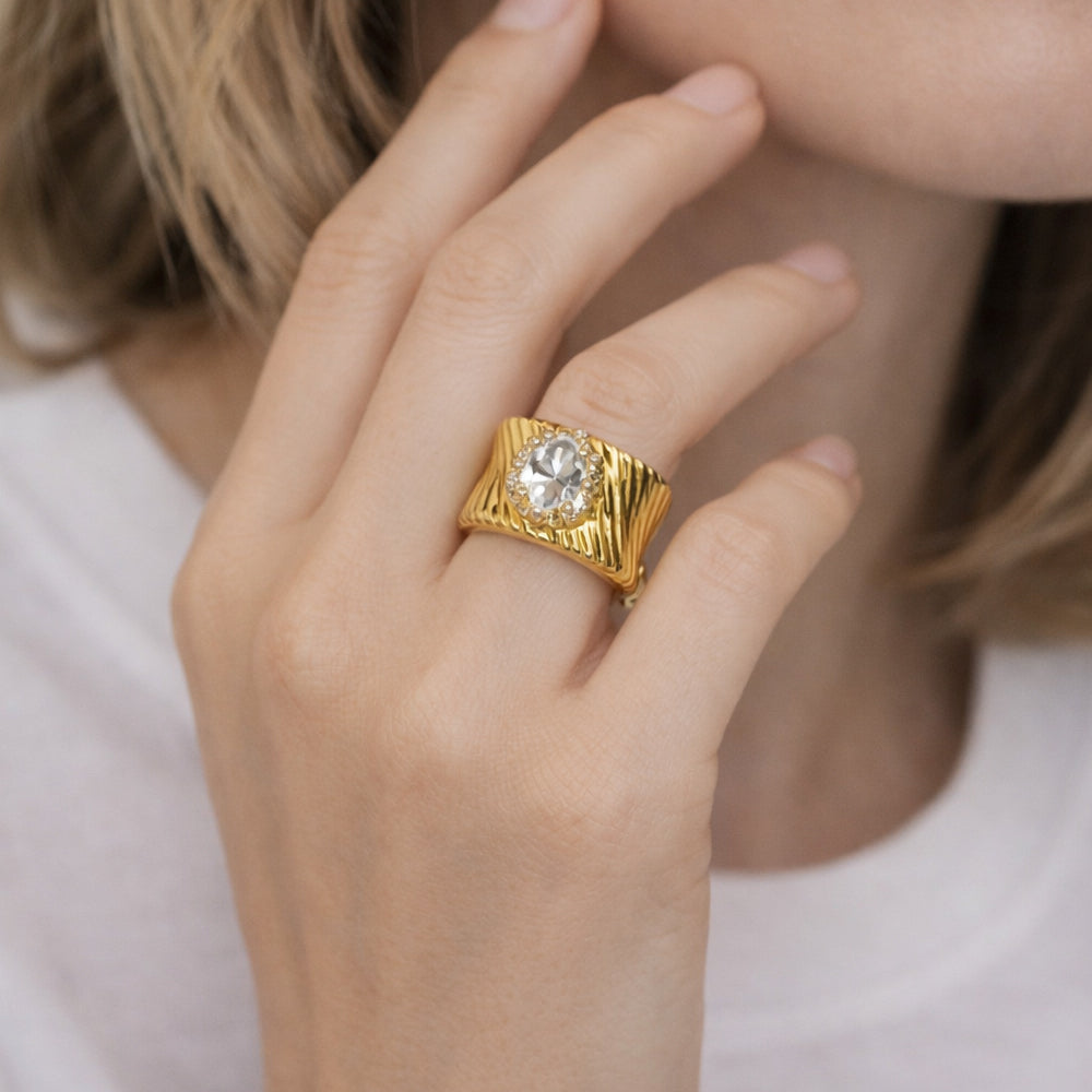 H&Co Anillo Ajustable Para Damas Corazón De Océano