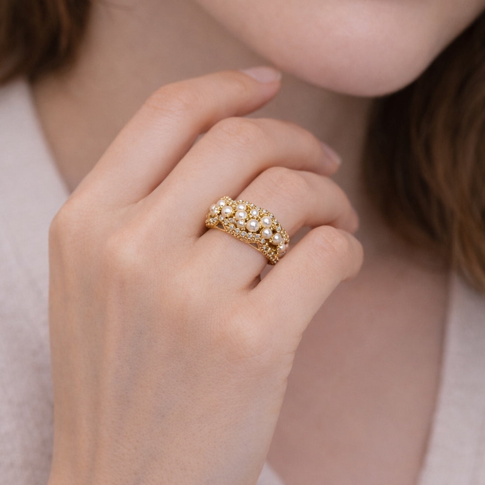 H&Co Anillo Ajustable Para Damas Perla De Oceano