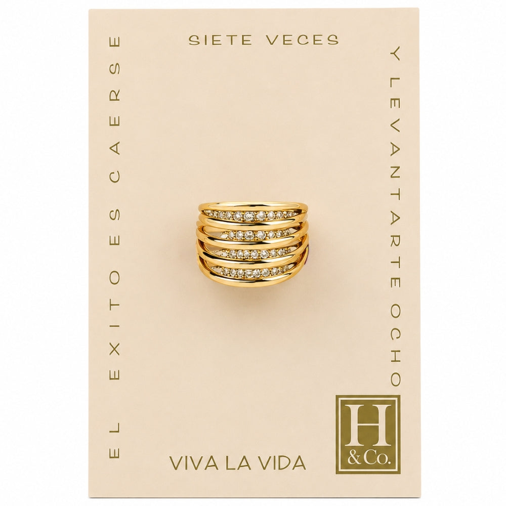 H&Co Anillo Ajustable Para Damas 4 Lineas