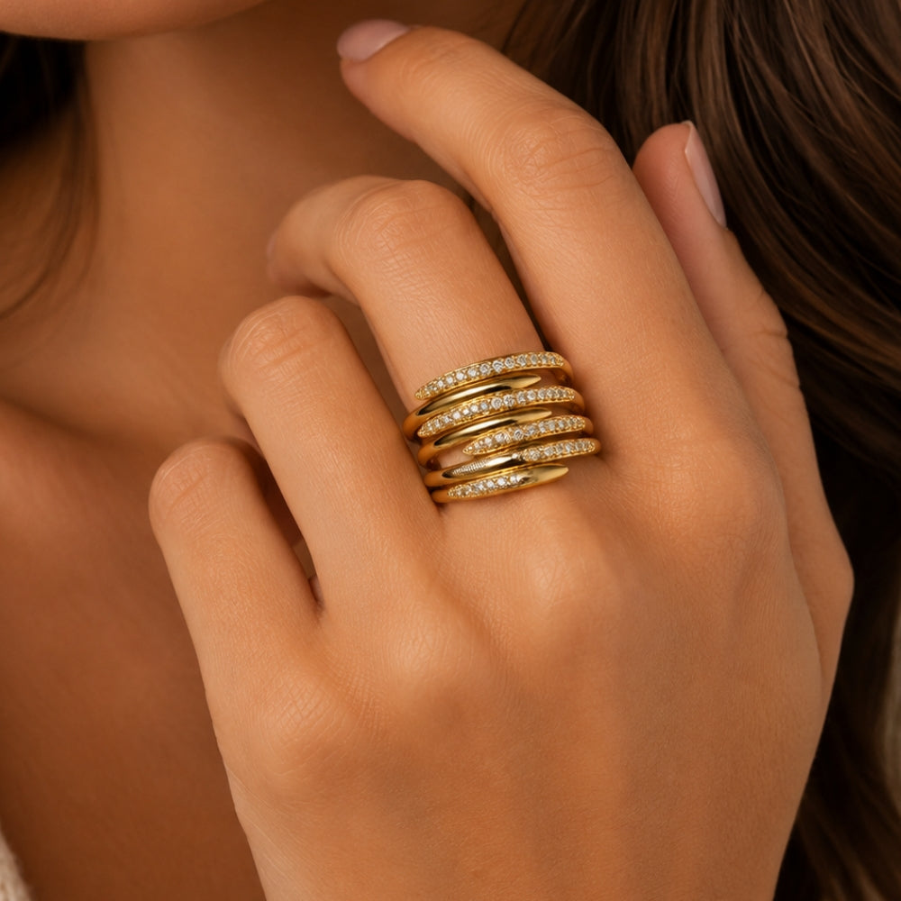 H&Co Anillo Ajustable Para Damas 4 Lineas