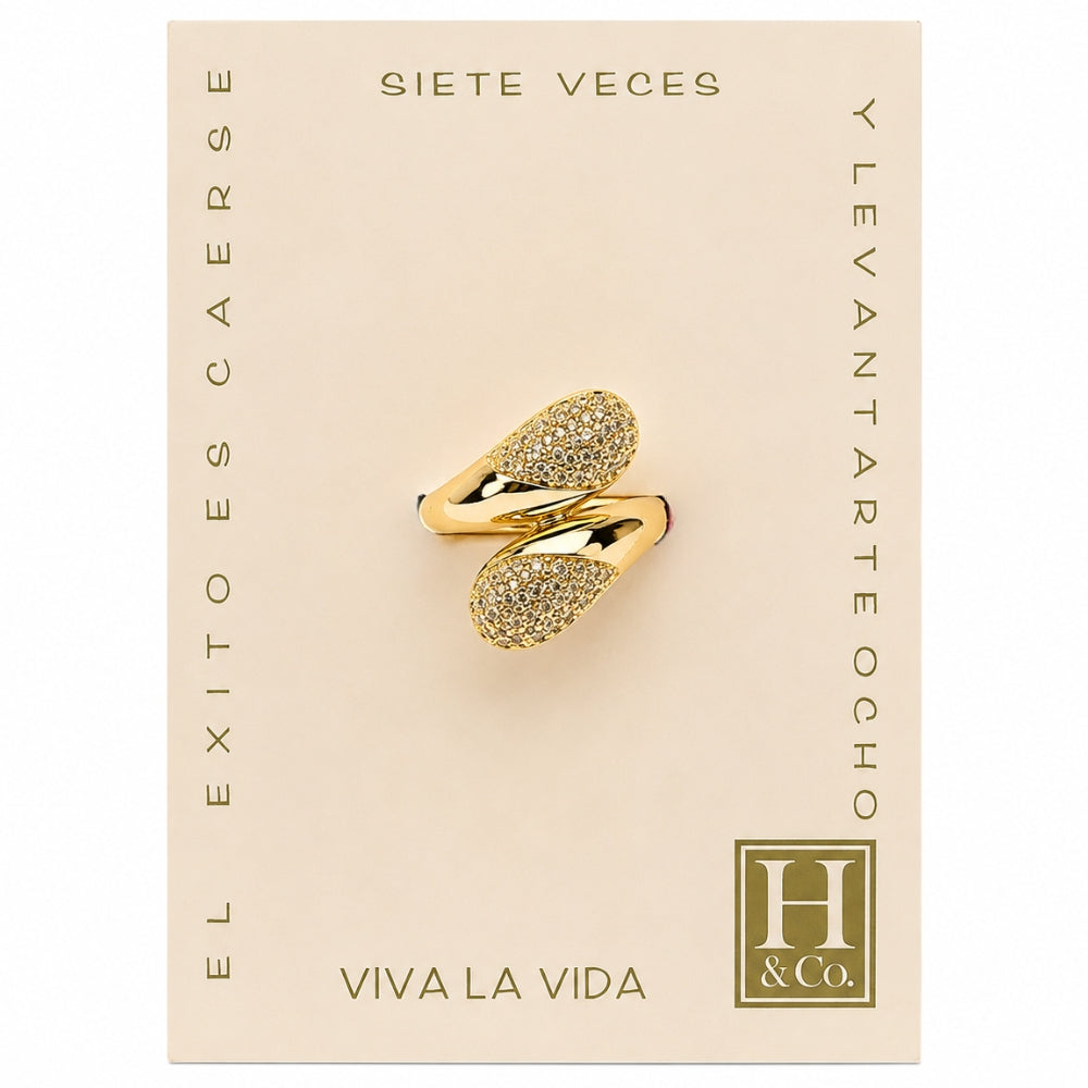 H&Co Anillo Ajustable Para Damas Doble Destello