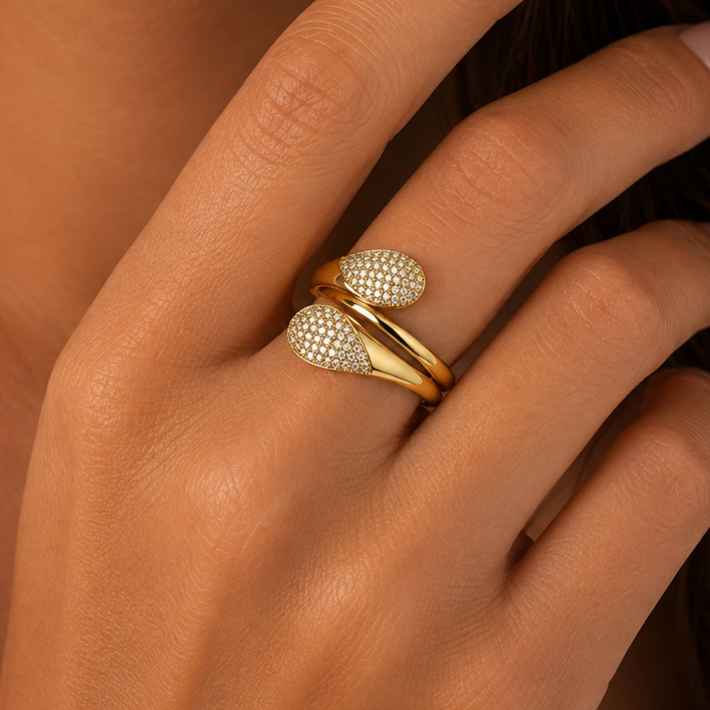 H&Co Anillo Ajustable Para Damas Doble Destello