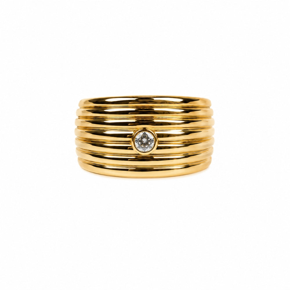 H&Co Anillo Ajustable Para Damas Orbita Dorada