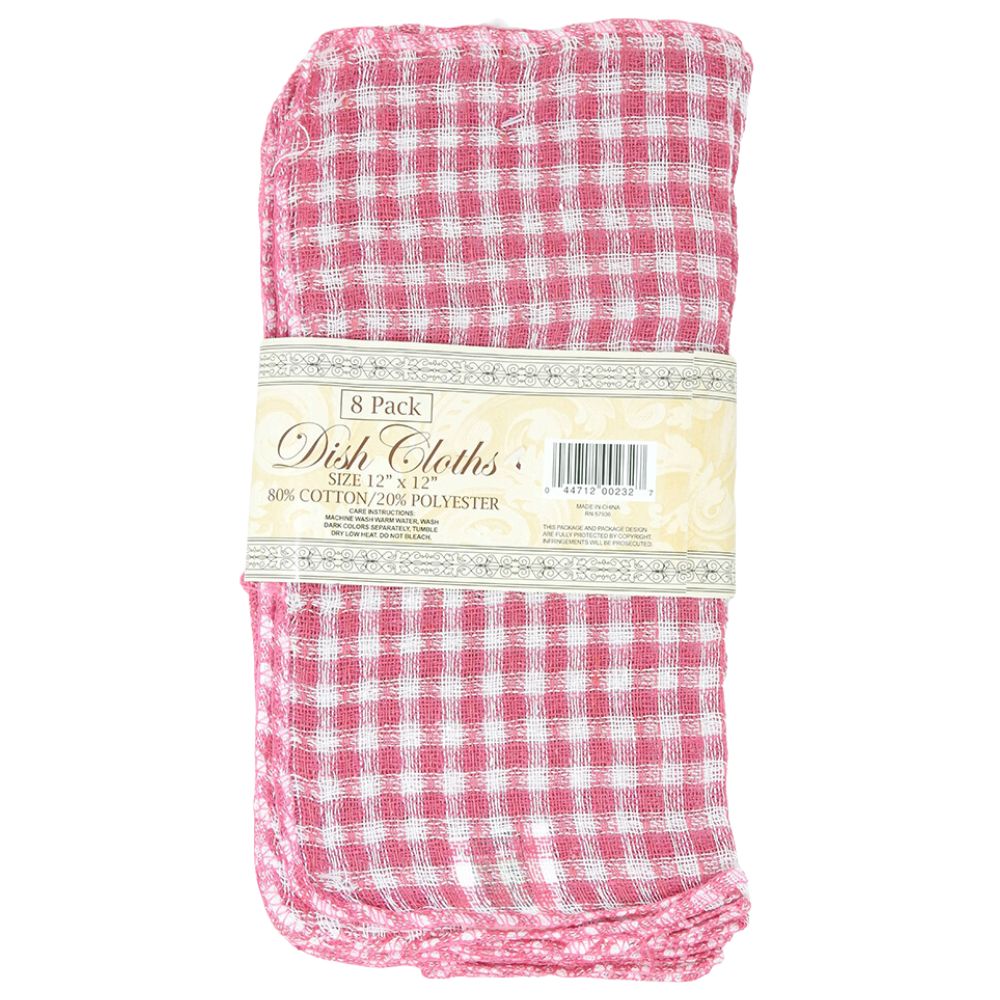 Paños De Cocina 80% Algodón 20% Polyester 8 Pack Rojo