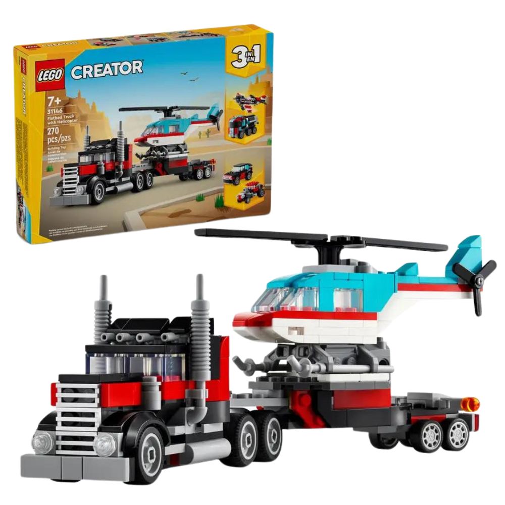 Lego Flatbed Truck with Helicopter 270 Piezas