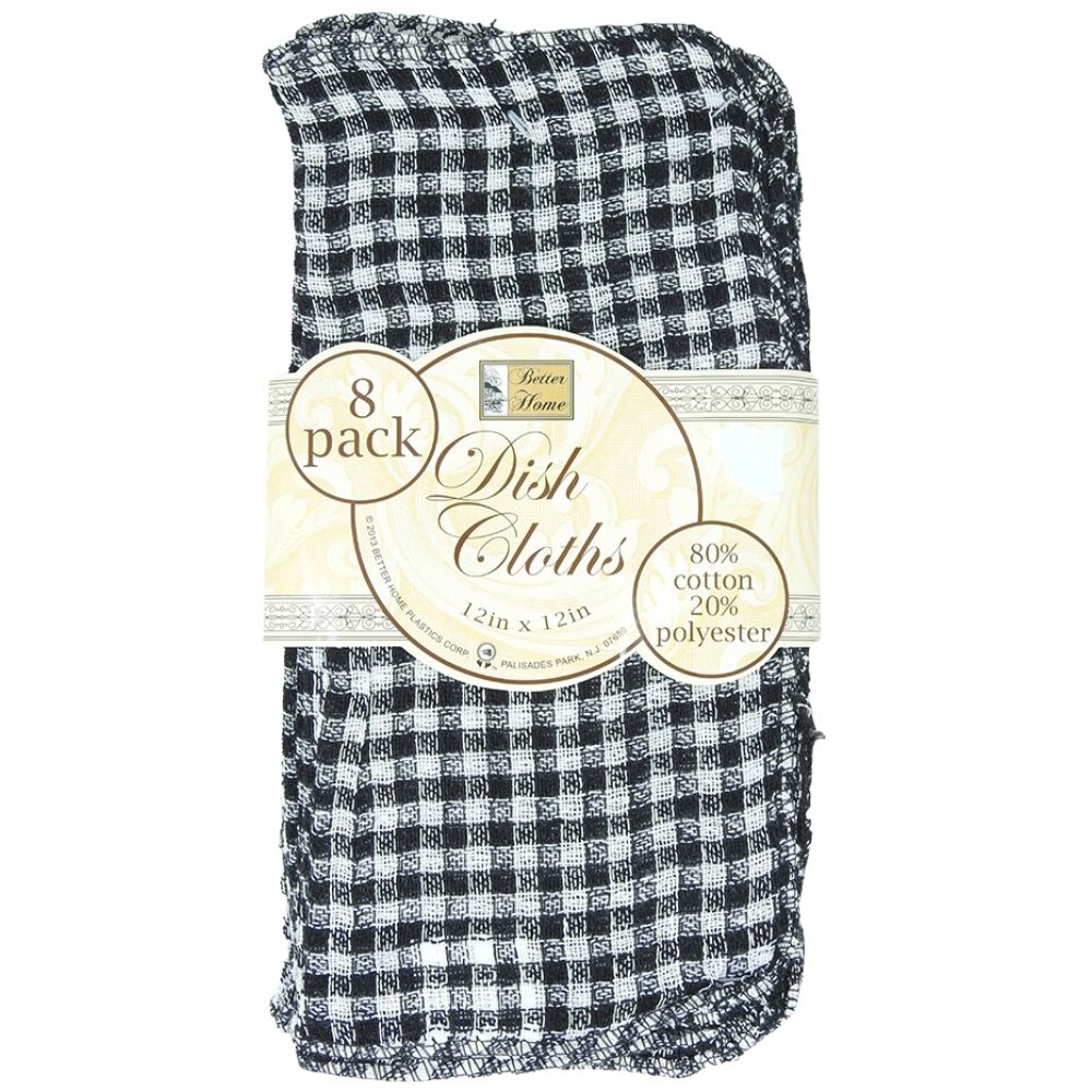 Paños De Cocina 80% Algodón 20% Polyester 8 Pack Negro