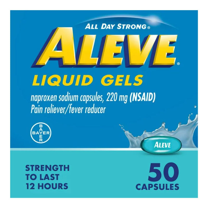 Aleve Naproxen Liquid Gel 220mg Pain Reliever 50 Und