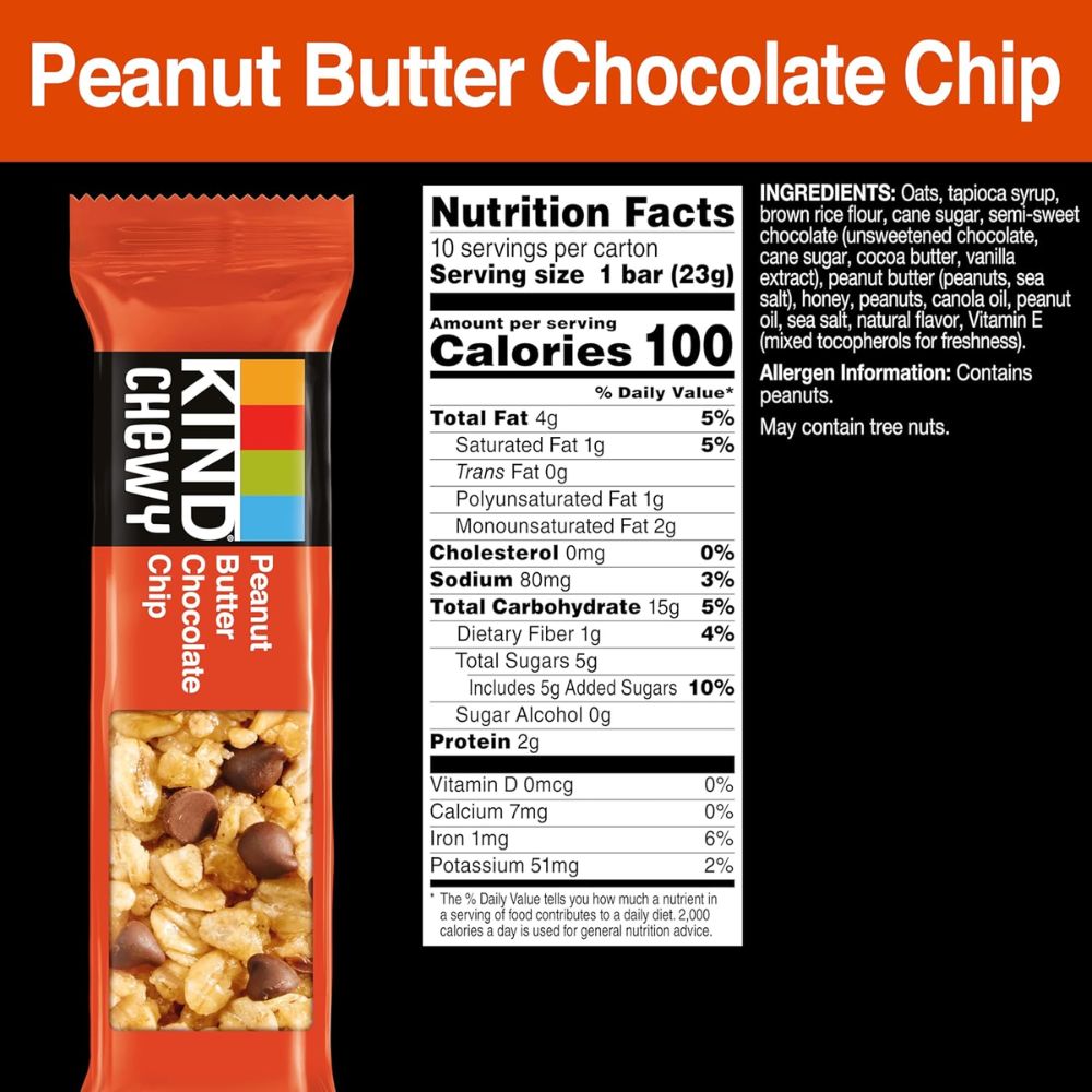 Kind Chewy Barra Peanut Butter Chocolate Chip 23g