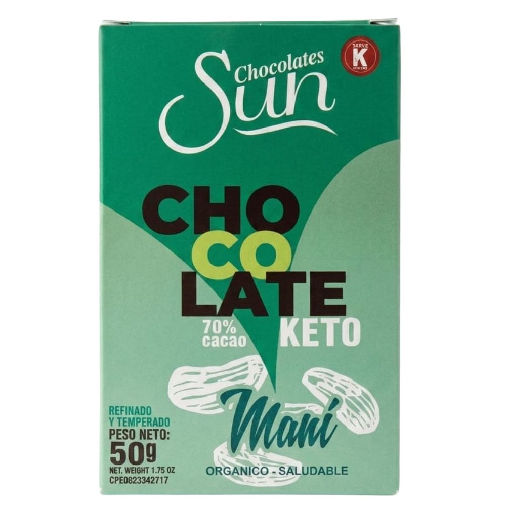 Chocolate Sun Barras Keto Mani 70% Cacao 50gr