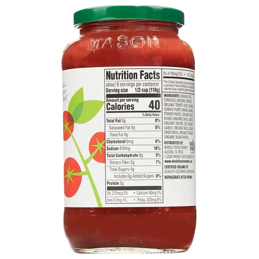 365 Whole Foods Market Organic Marinara Pasta Sauce 709g