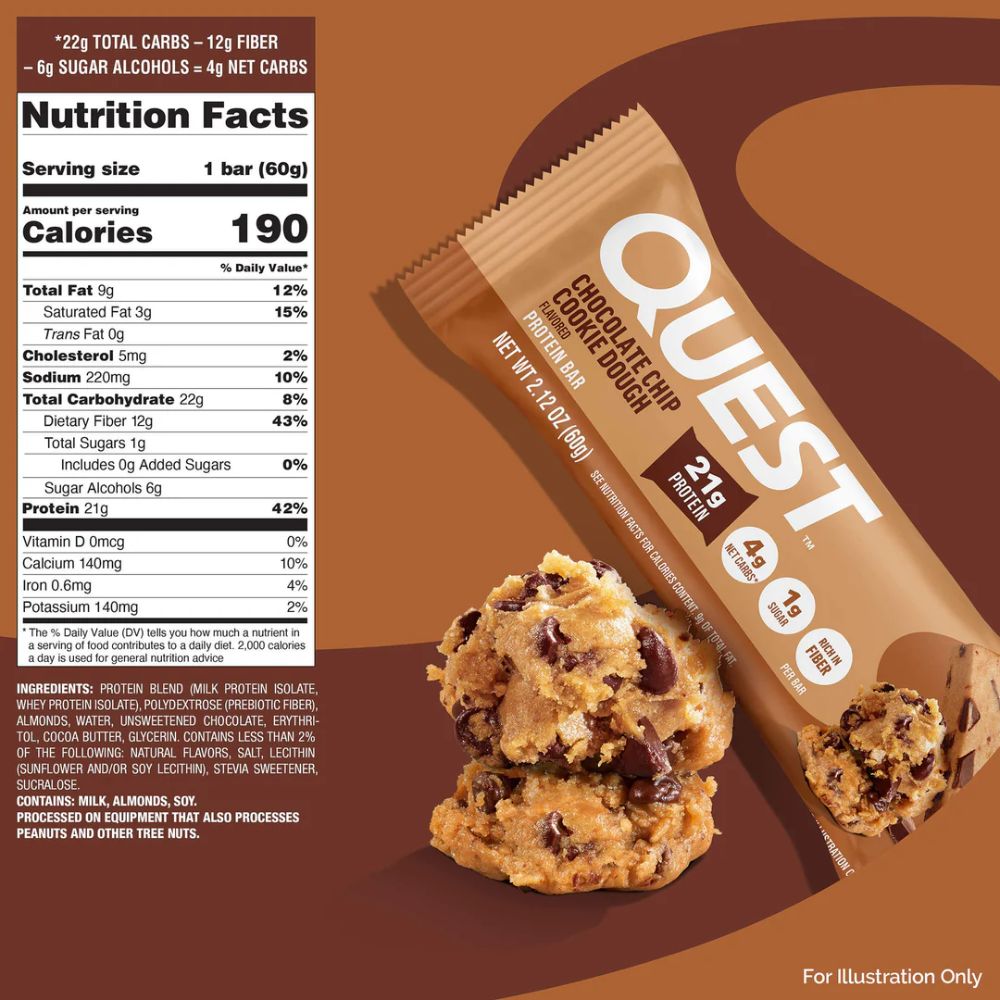Barra Quest Chocolate Chip Cookie Dough Protein Bar 60g