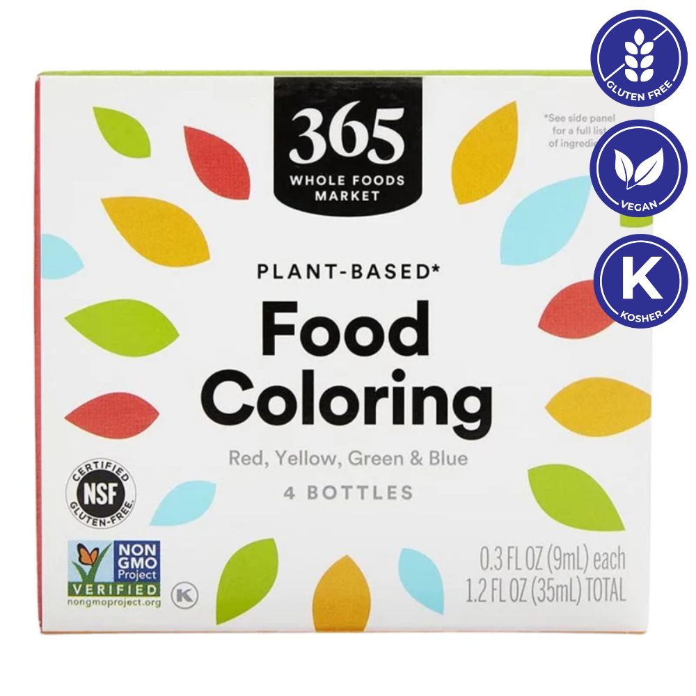 365 Whole Food Market Food Coloring 4 Bottles 9ml c/u