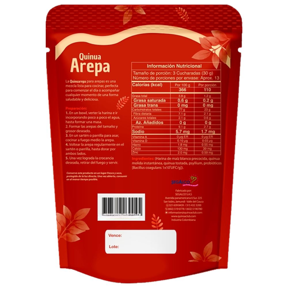 QuinoaClub Arepa Quinoa 400grs