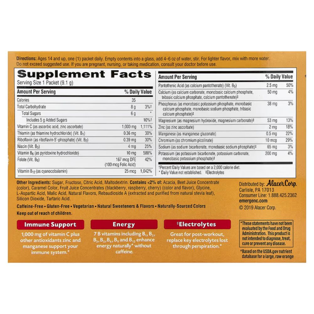 Vitamina C Emergen-C 1000mg Raspberry 30 Sobres