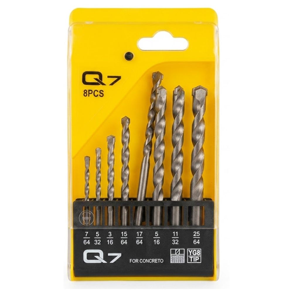 Q7 Juego de Brocas para Concreto 7/64" al 25/64" 8 Piezas