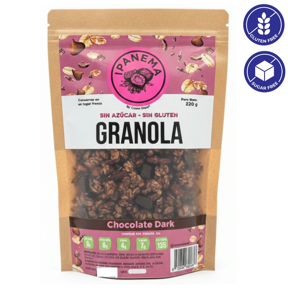 Ipanema Granola Choco Dark Sin Azucar y Sin Gluten 220g
