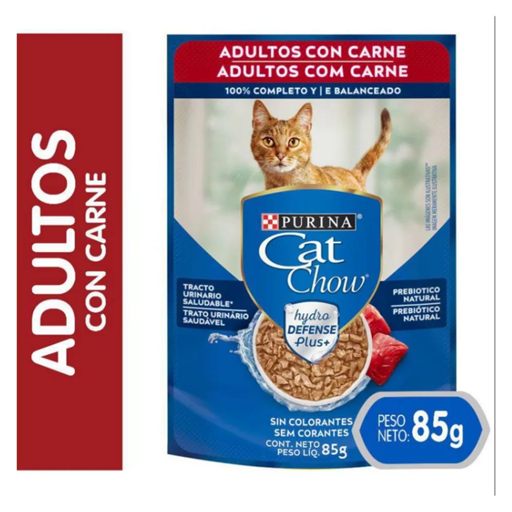 Cat Chow Gatos Adultos Sabor Carne 85g
