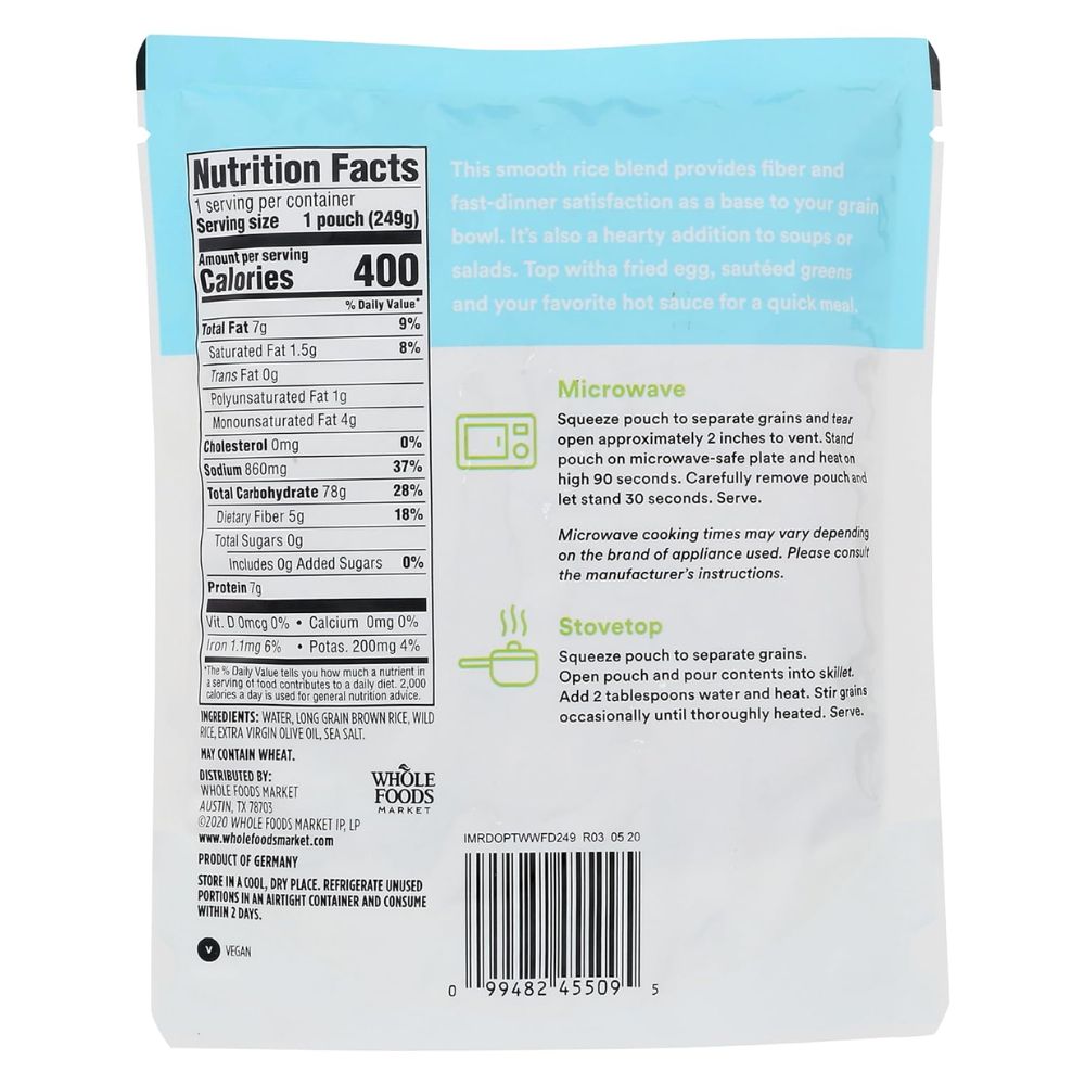 365 Whole Foods Market Long Grain Brown & Wild Rice 249g