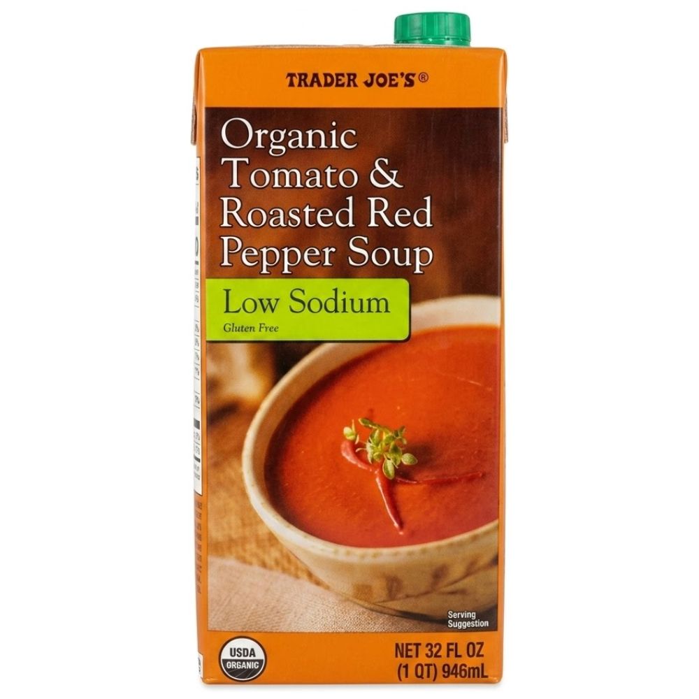 Trader Joe's Organic Tomato & Roasted Red Pepper Soup Low Sodium 946ml