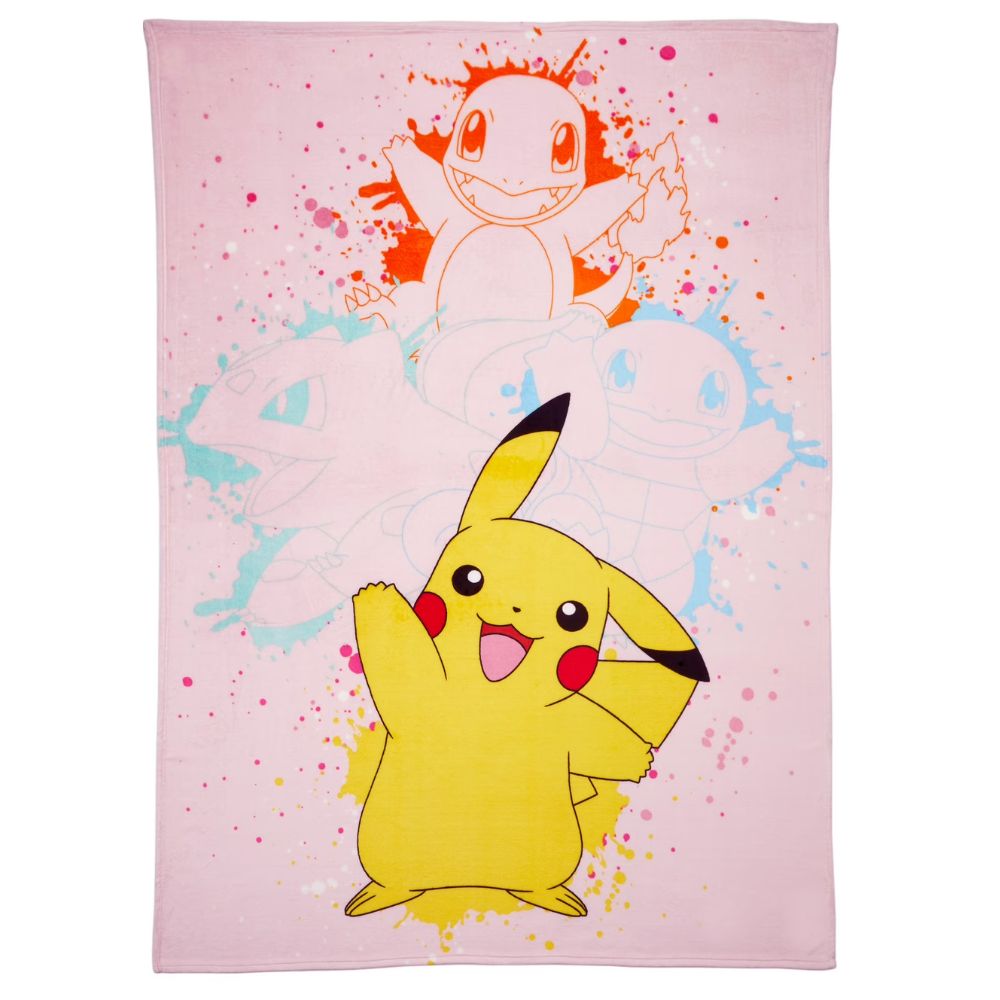 Pokemon Blanket Inidvidual Rosado Tematica Pikachu 157 x 229 cm
