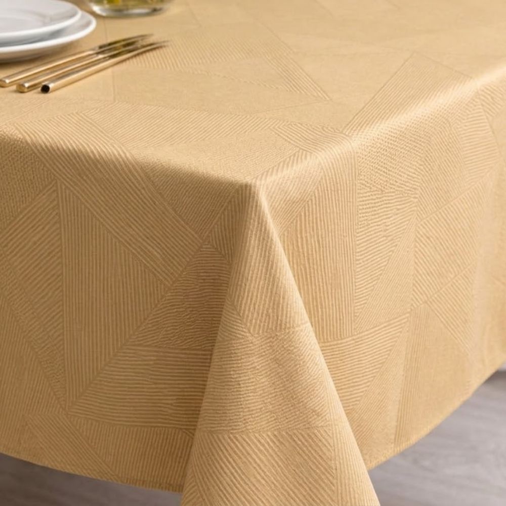 Mantel Rectangular Damask Dug Color Golden Sand Sodahl 140 x 370 cm