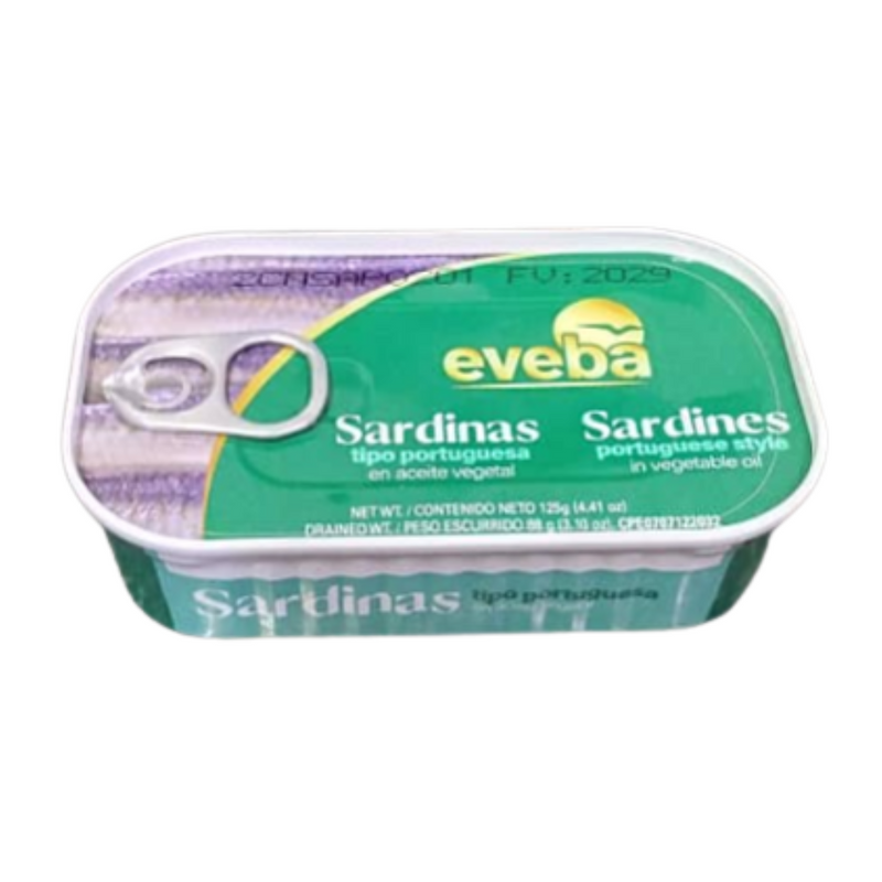 Sardinas Eveba en Aceite Vegetal Tipo Portuguesa 125g