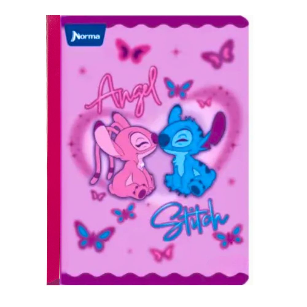 Norma Cuaderno Doble Linea Cosido 100 hojas Con Stickers Diseño Angel & Stitch